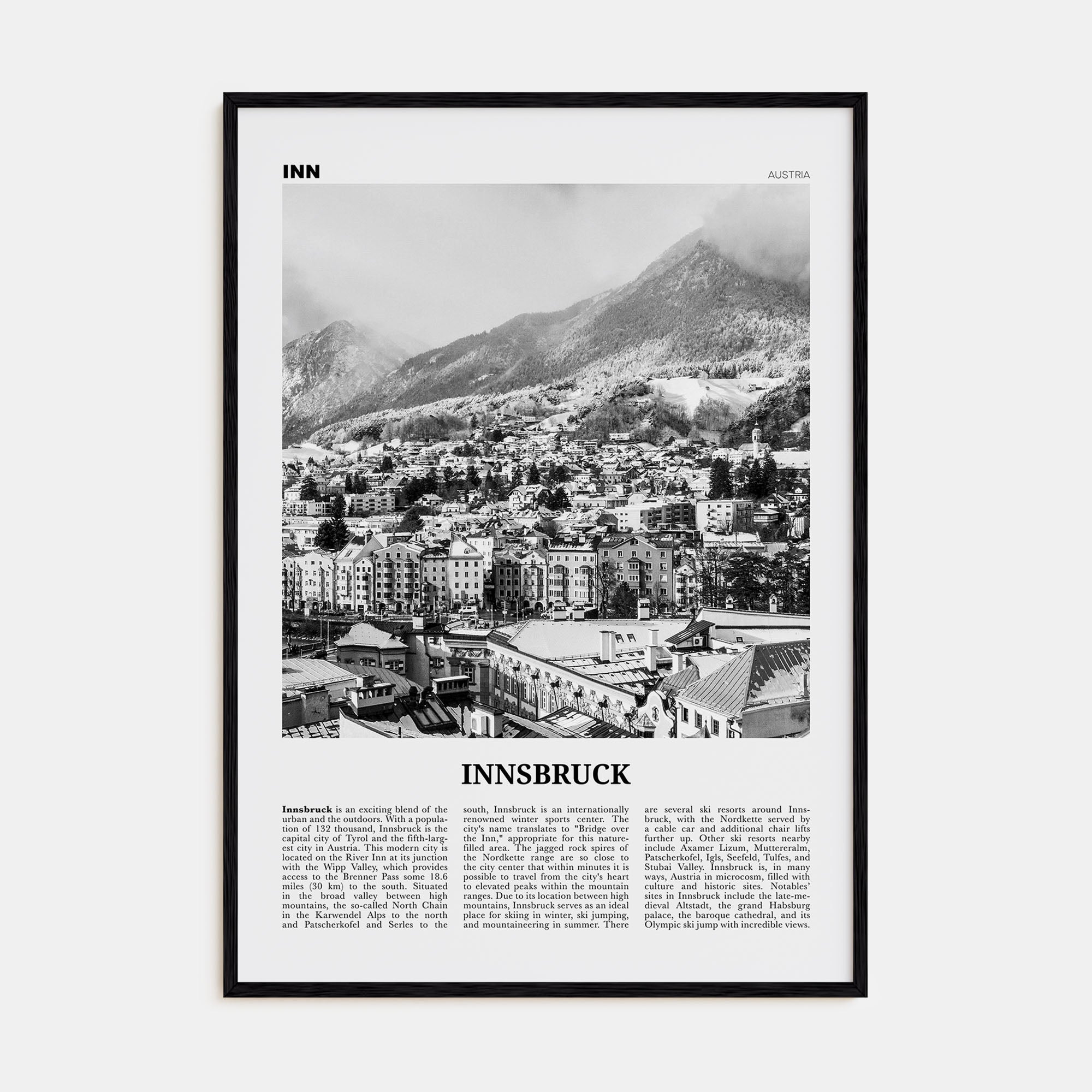 Innsbruck Travel B&W Poster