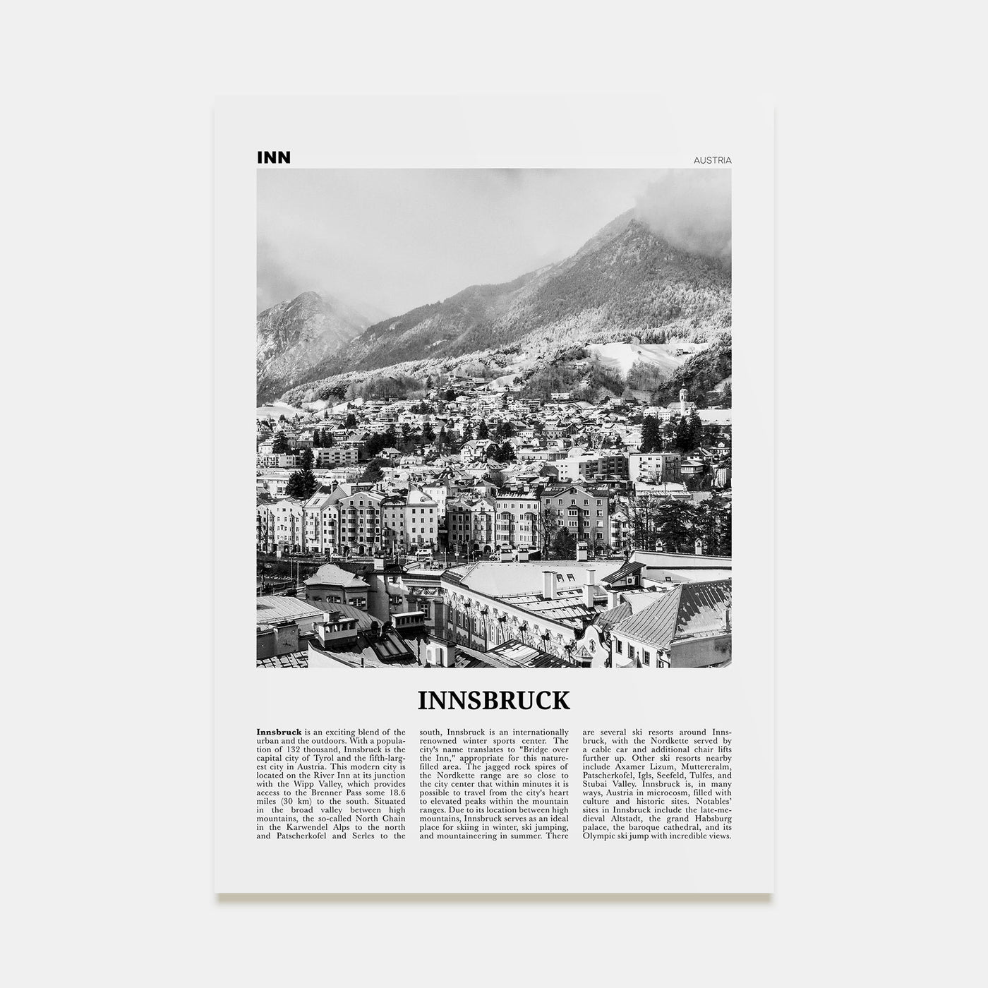 Innsbruck Travel B&W Poster