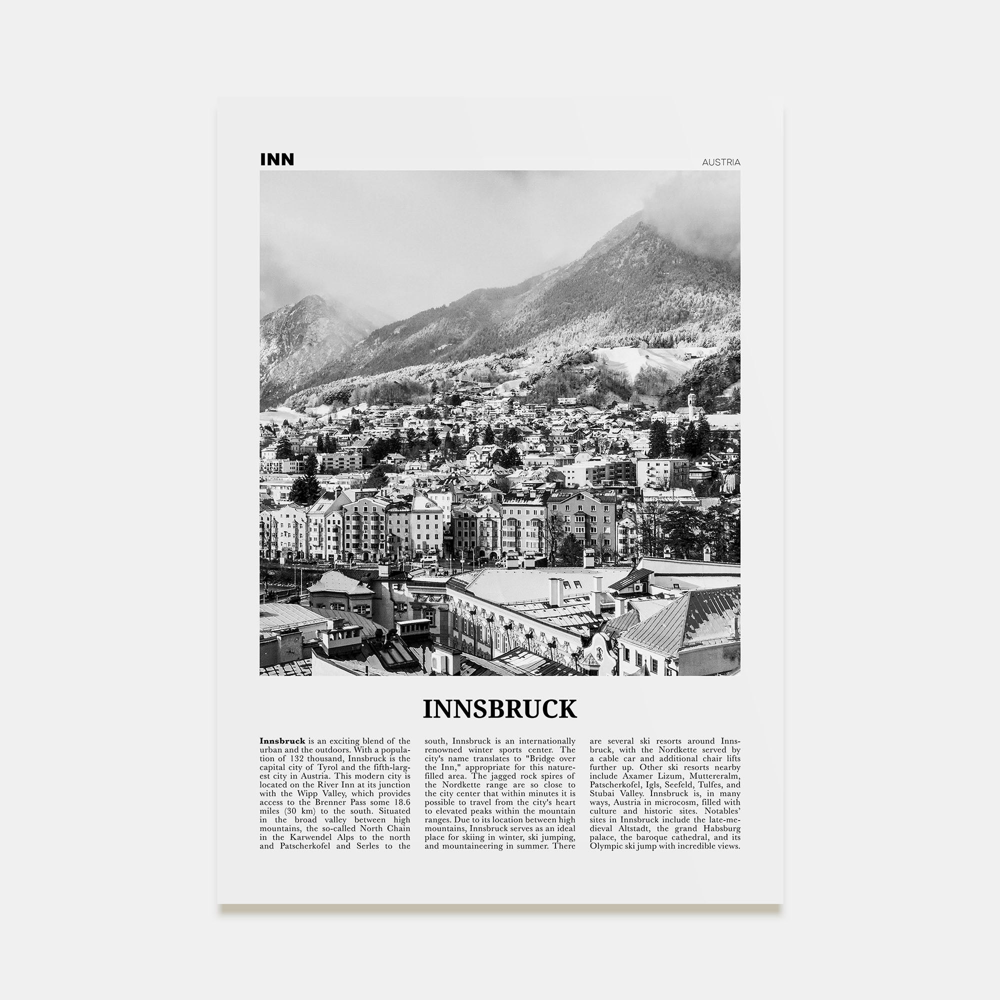 Innsbruck Travel B&W Poster