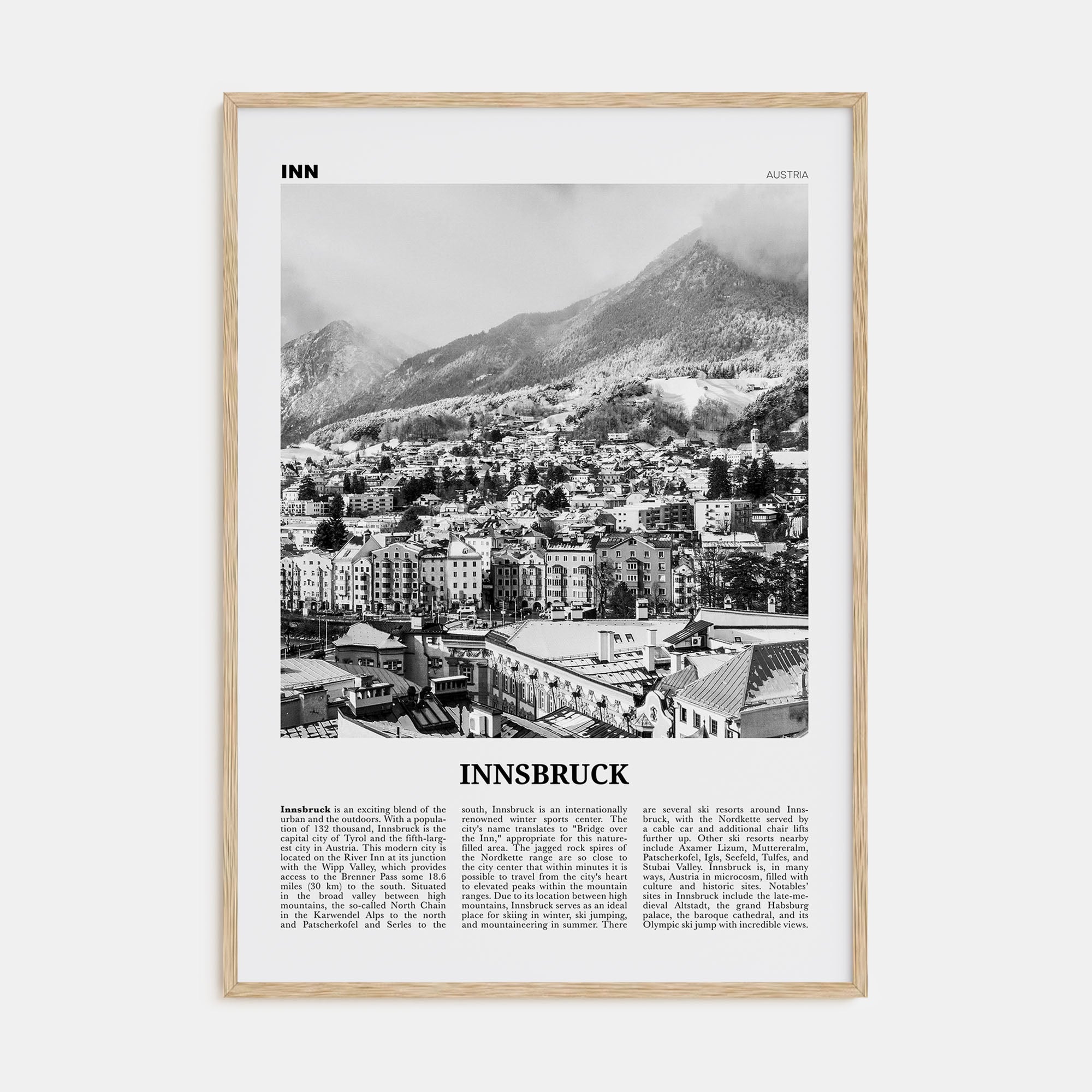 Innsbruck Travel B&W Poster