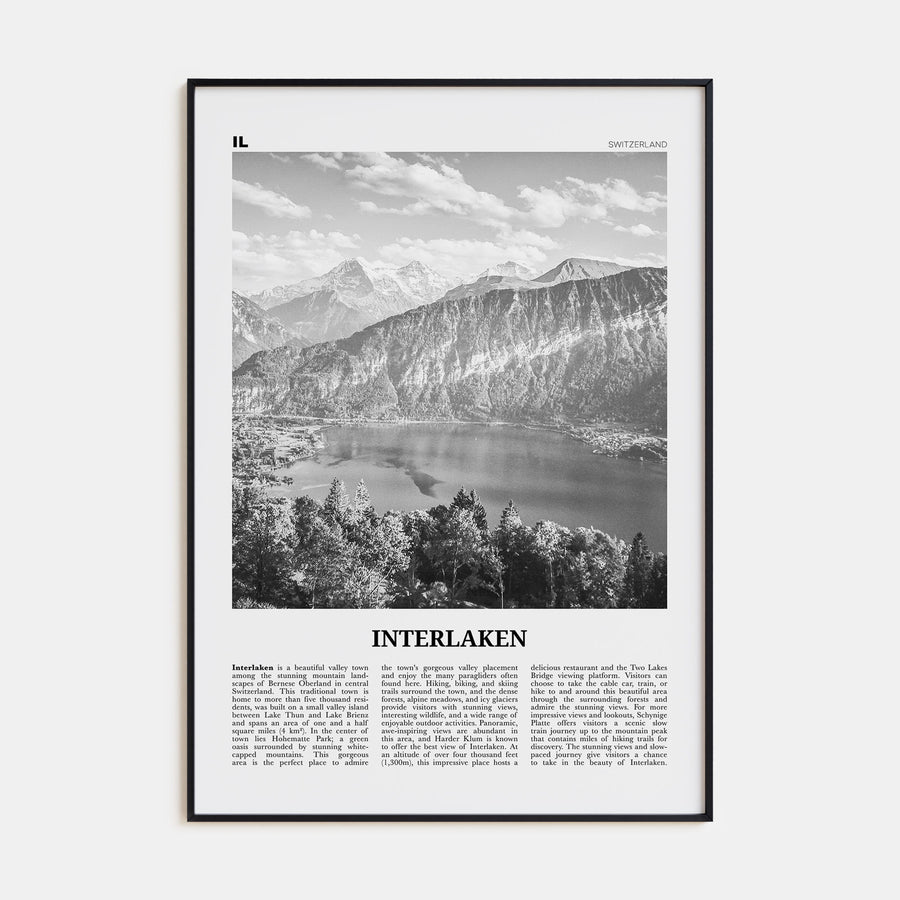 Interlaken Travel B&W Poster