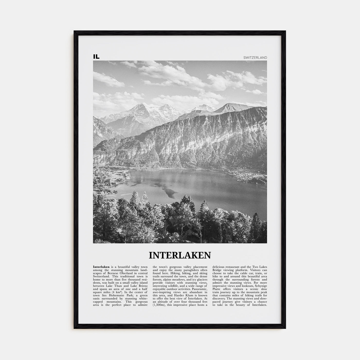 Interlaken Travel B&W Poster