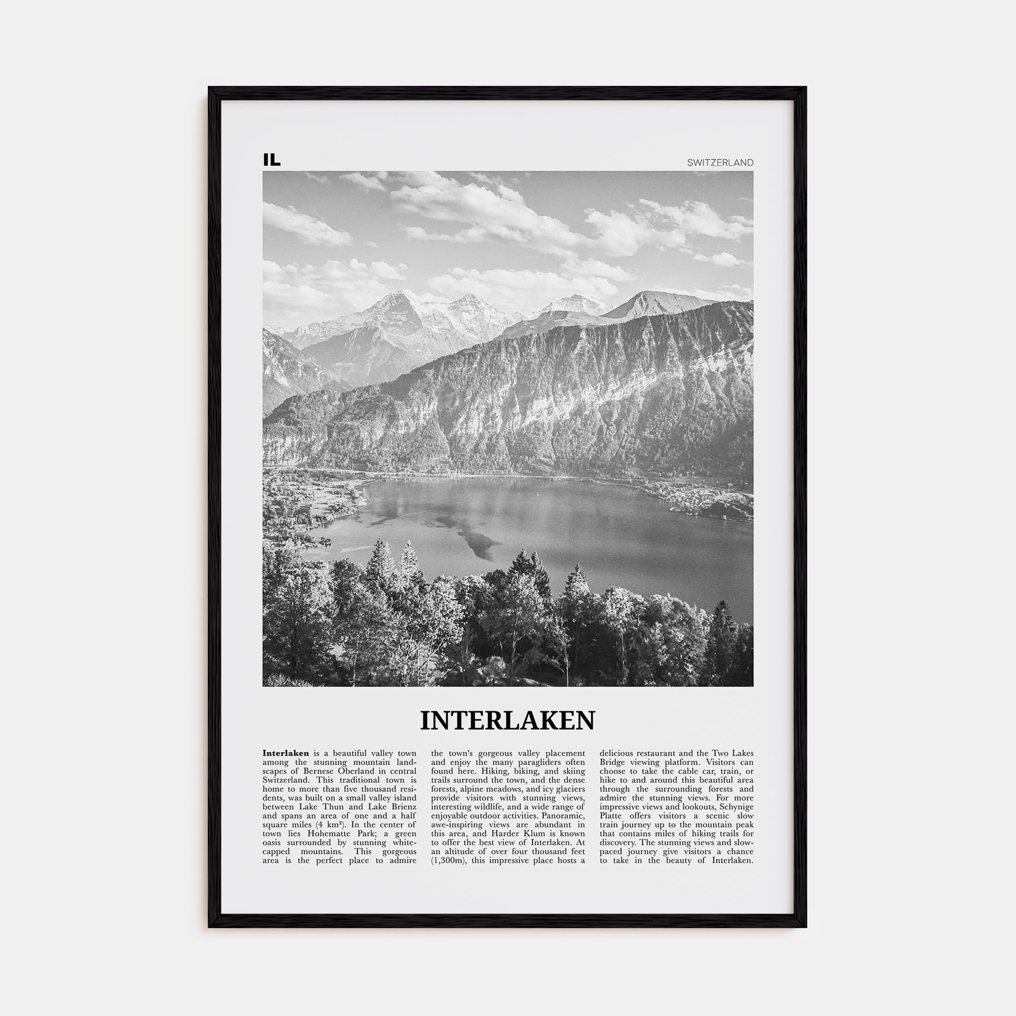 Interlaken Travel B&W Poster