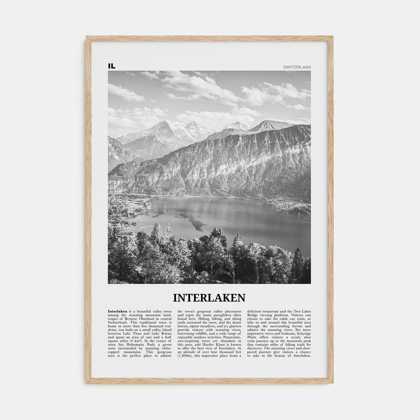 Interlaken Travel B&W Poster