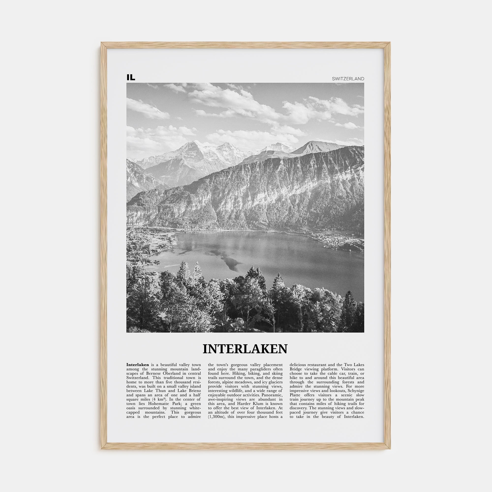 Interlaken Travel B&W Poster