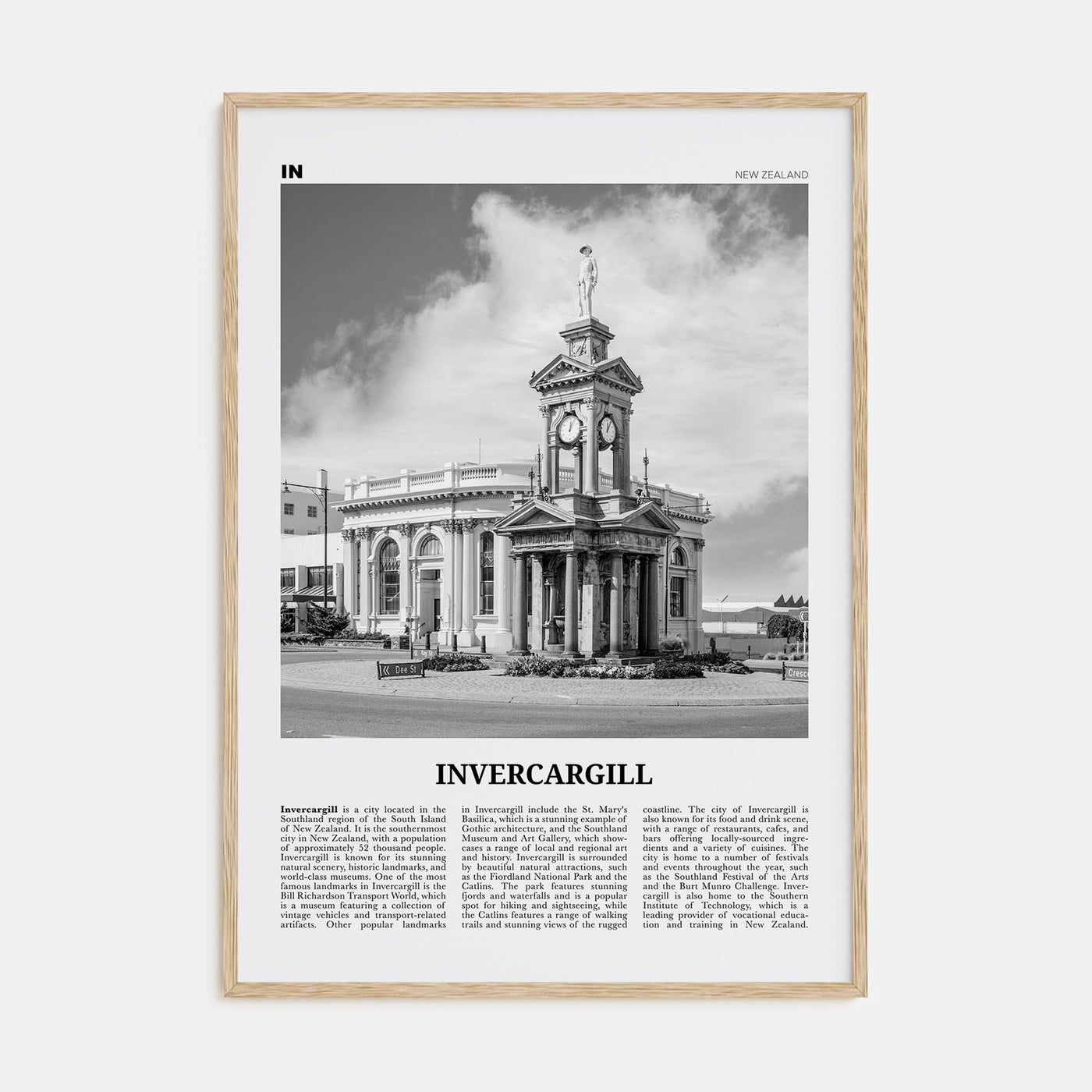Invercargill Travel B&W Poster