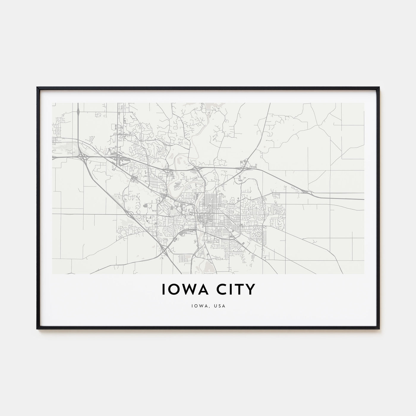 Iowa City Map Landscape Poster