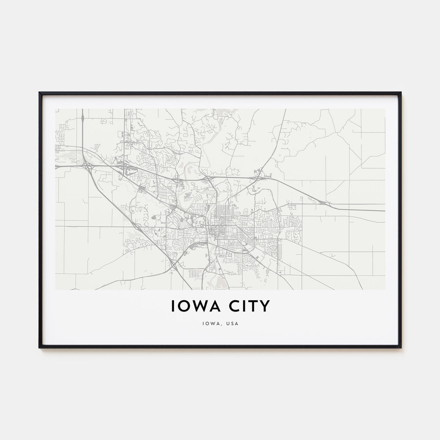 Iowa City Map Landscape Poster