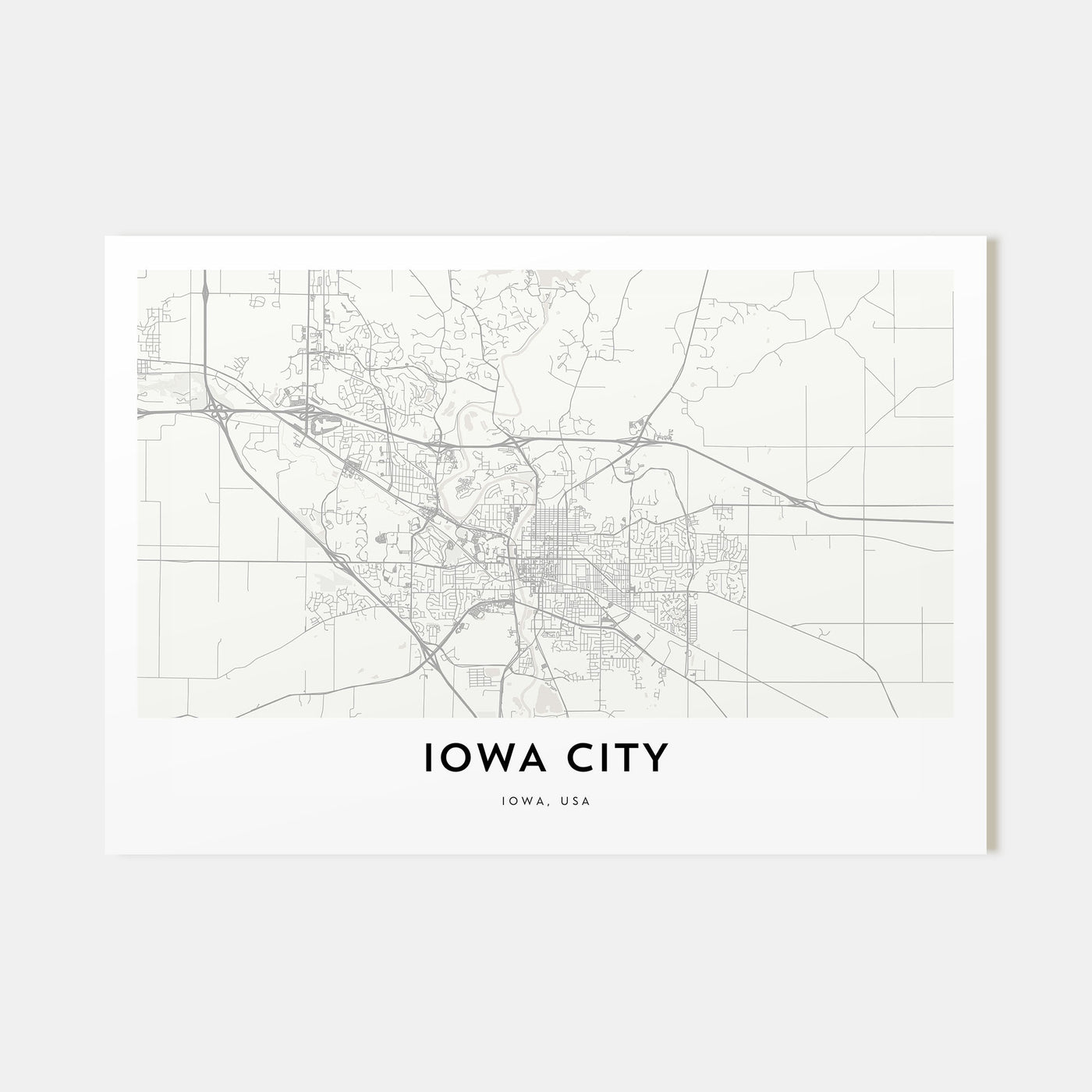 Iowa City Map Landscape Poster