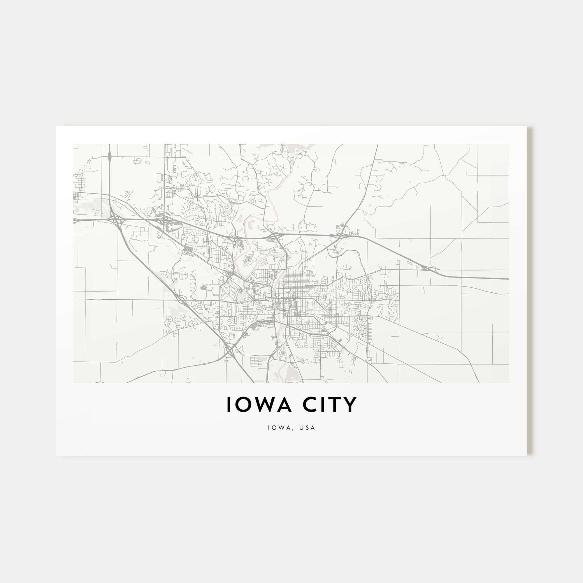 Iowa City Map Landscape Poster