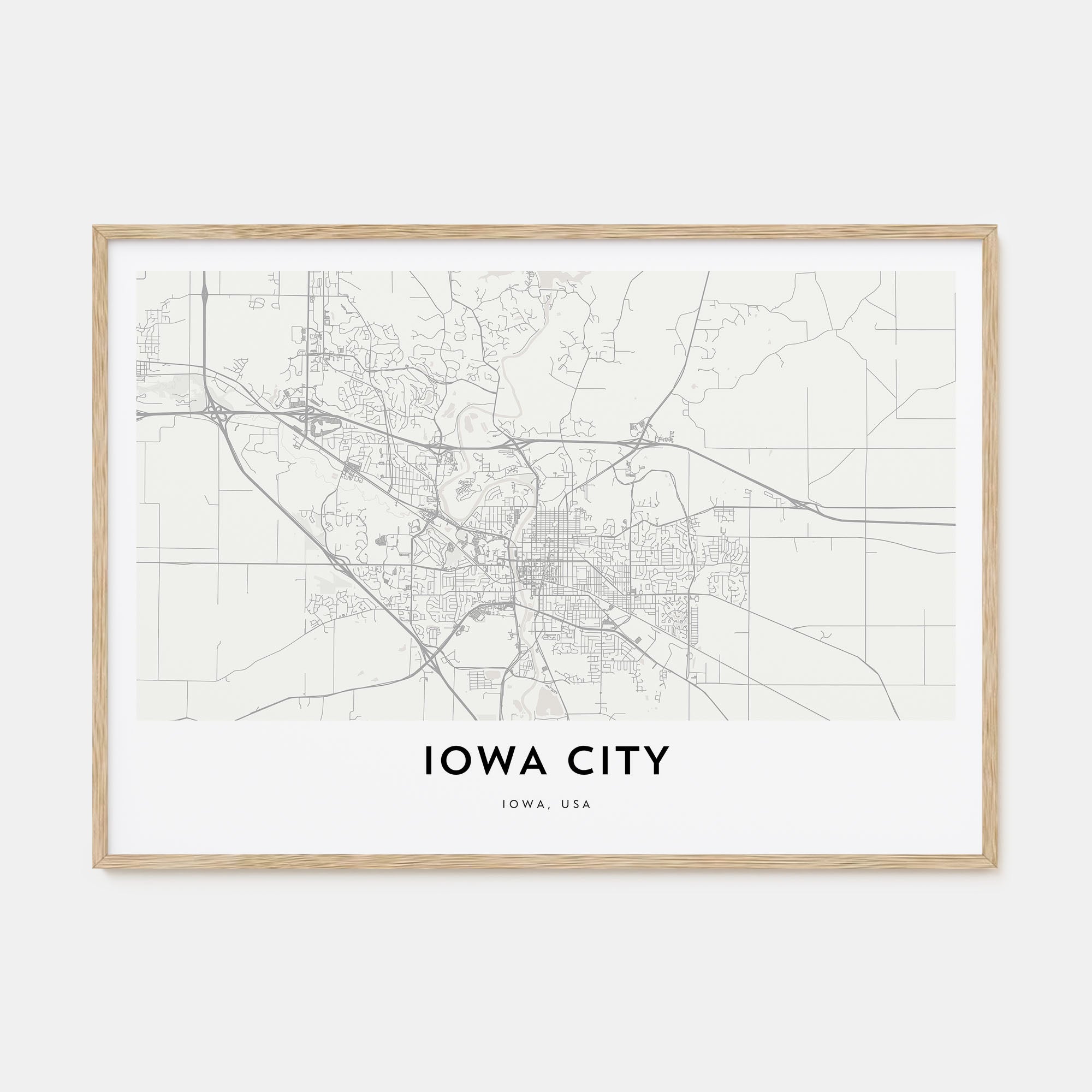 Iowa City Map Landscape Poster