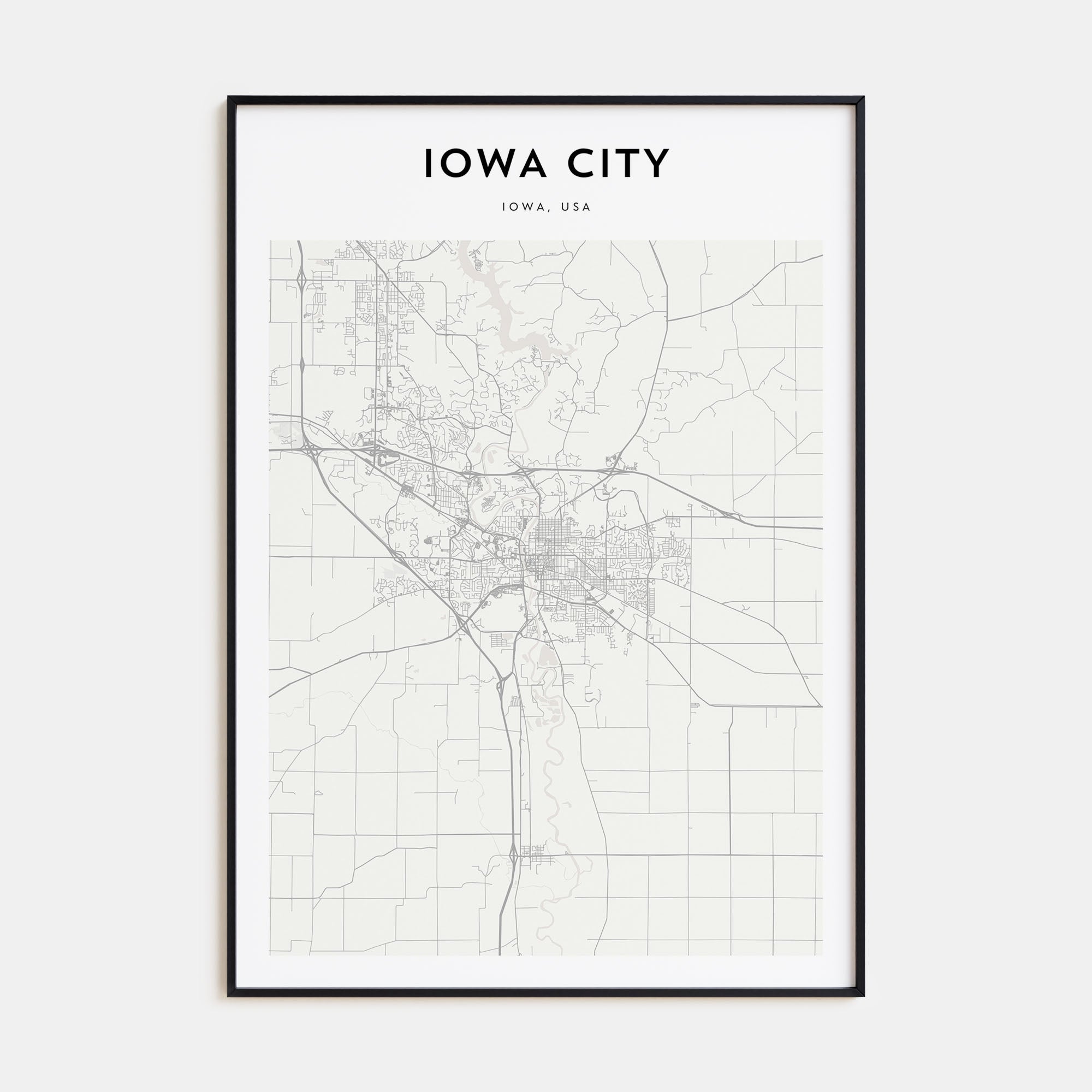 Iowa City Map Portrait Poster