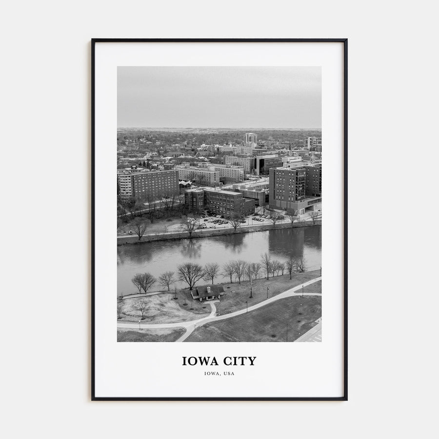 Iowa City Portrait B&W Poster
