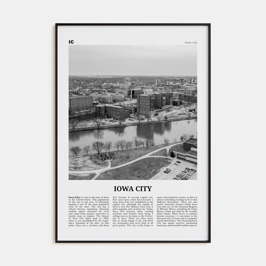 Iowa City Travel B&W Poster