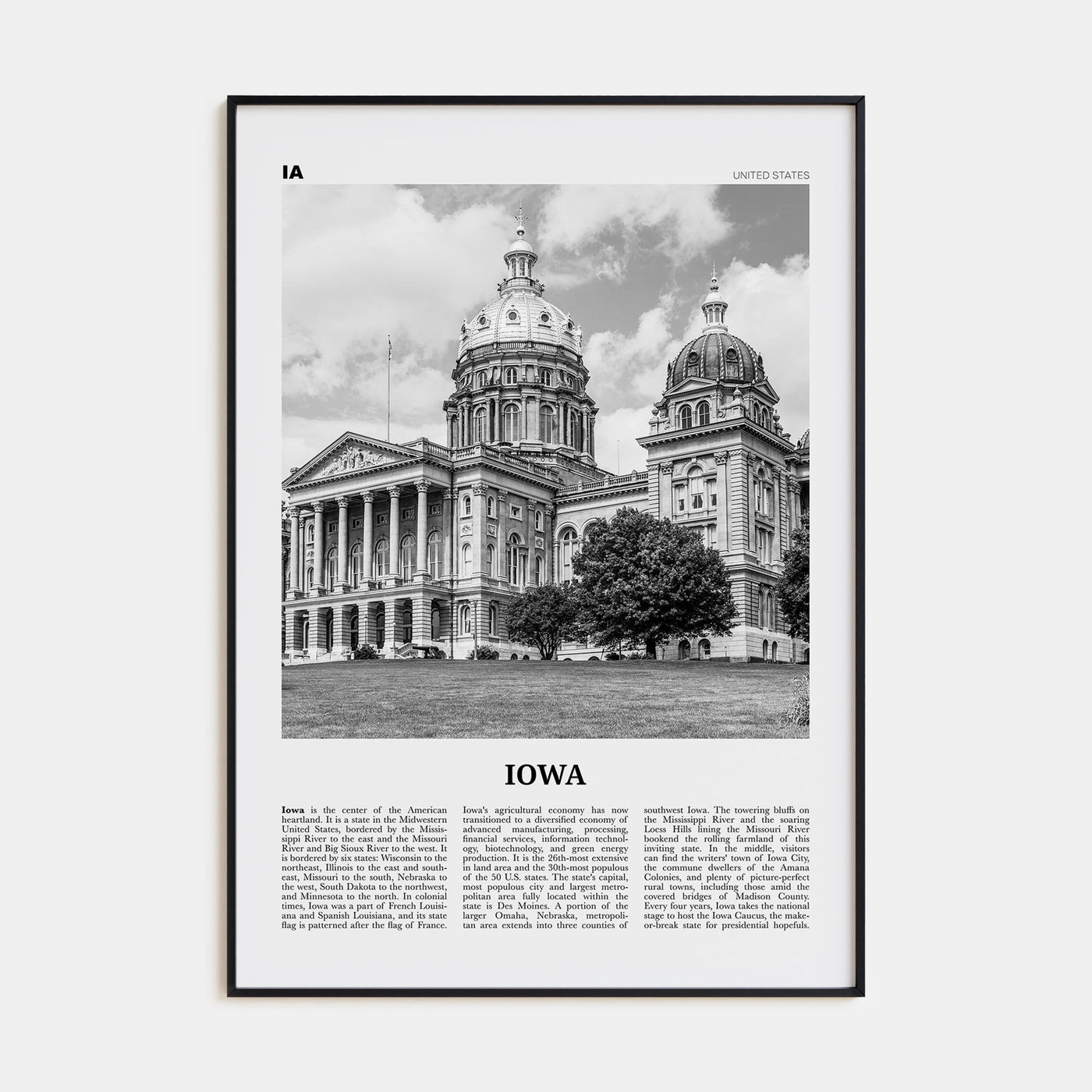 Iowa Travel B&W No 2 Poster