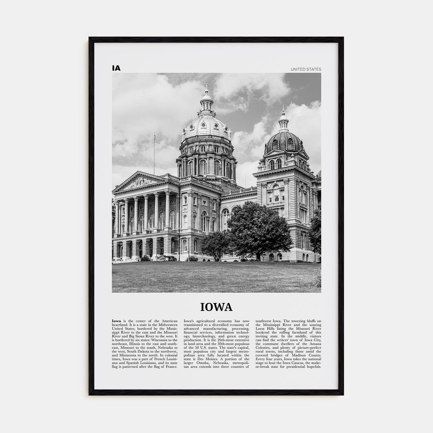 Iowa Travel B&W No 2 Poster
