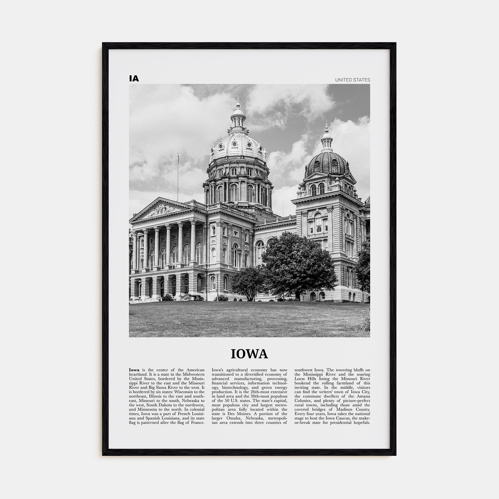 Iowa Travel B&W No 2 Poster