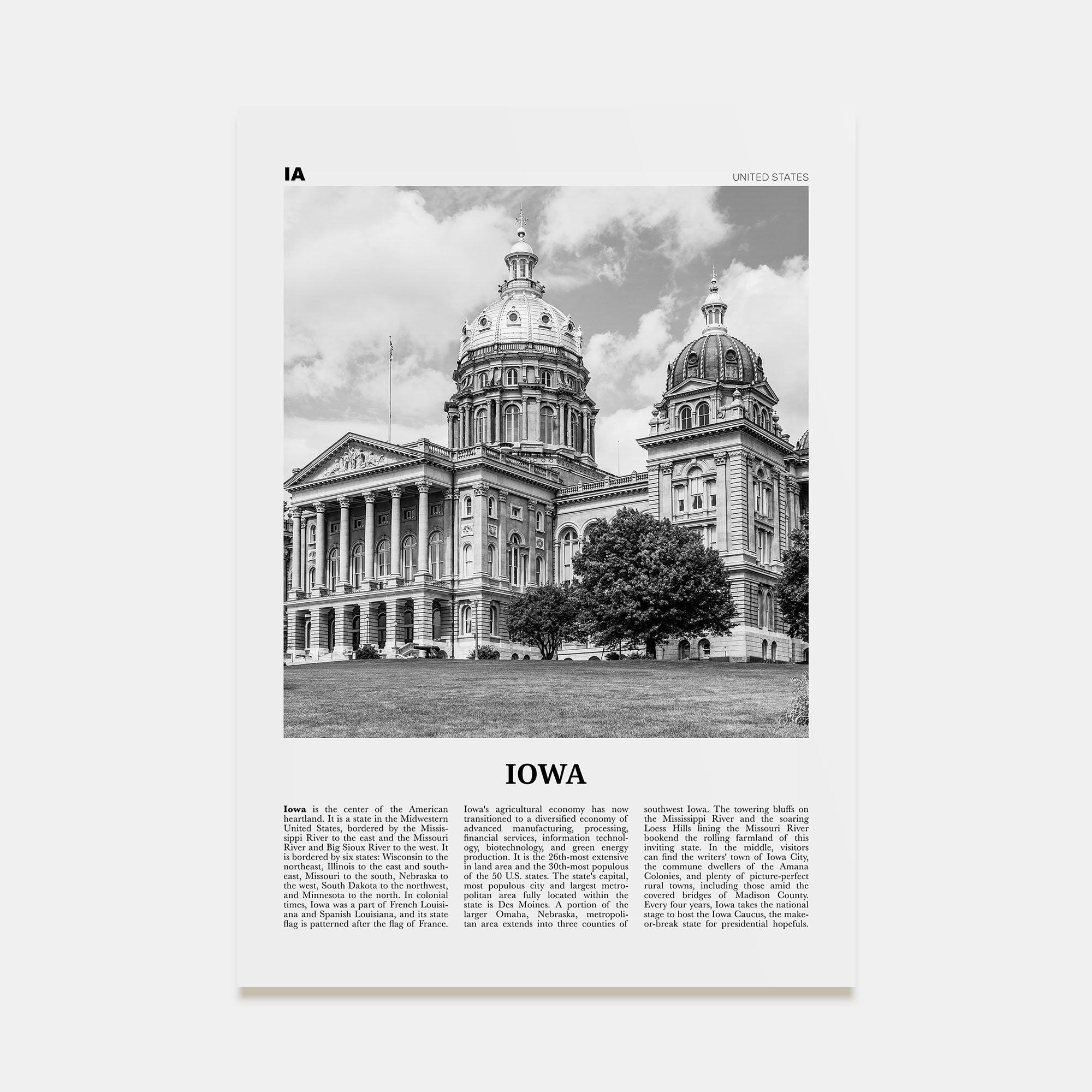 Iowa Travel B&W No 2 Poster