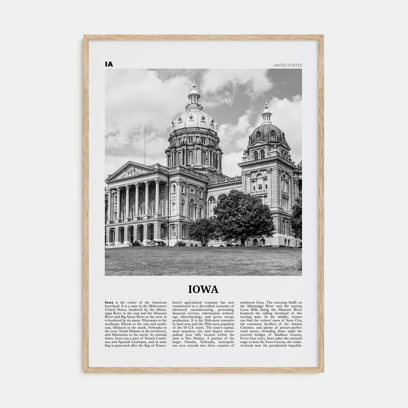 Iowa Travel B&W No 2 Poster