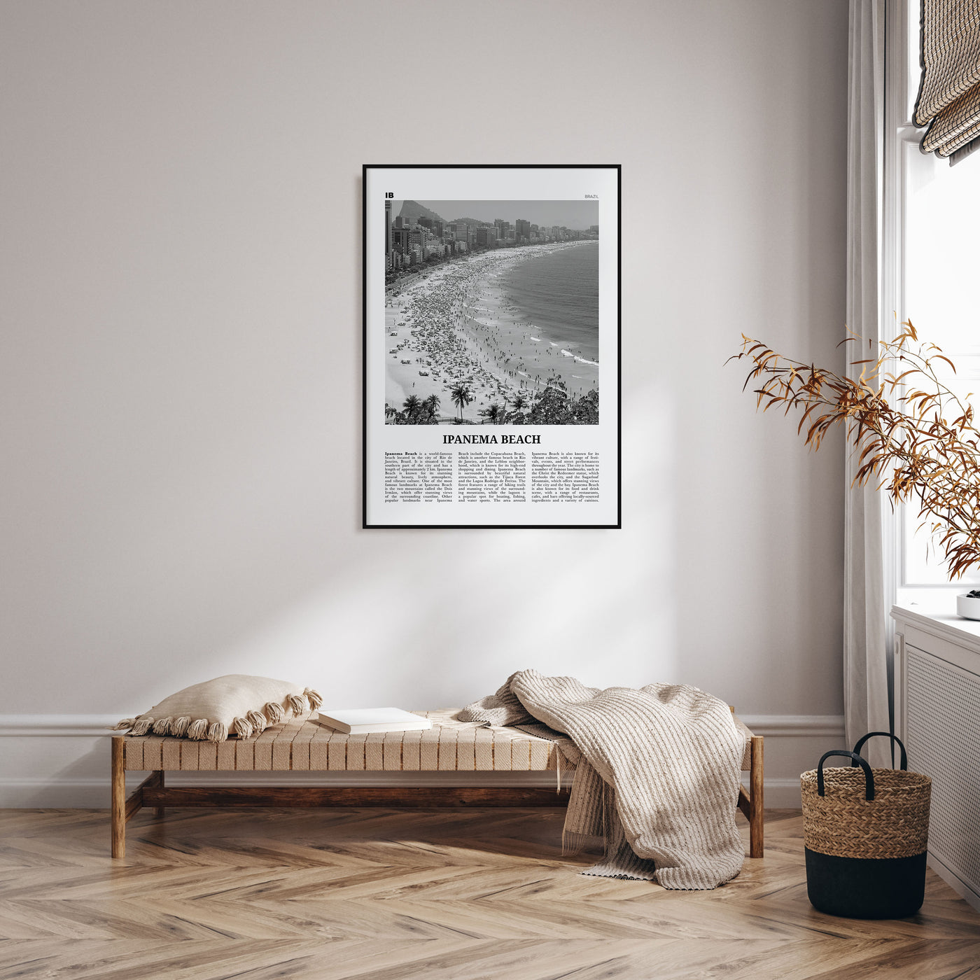 Ipanema Beach Travel B&W Poster