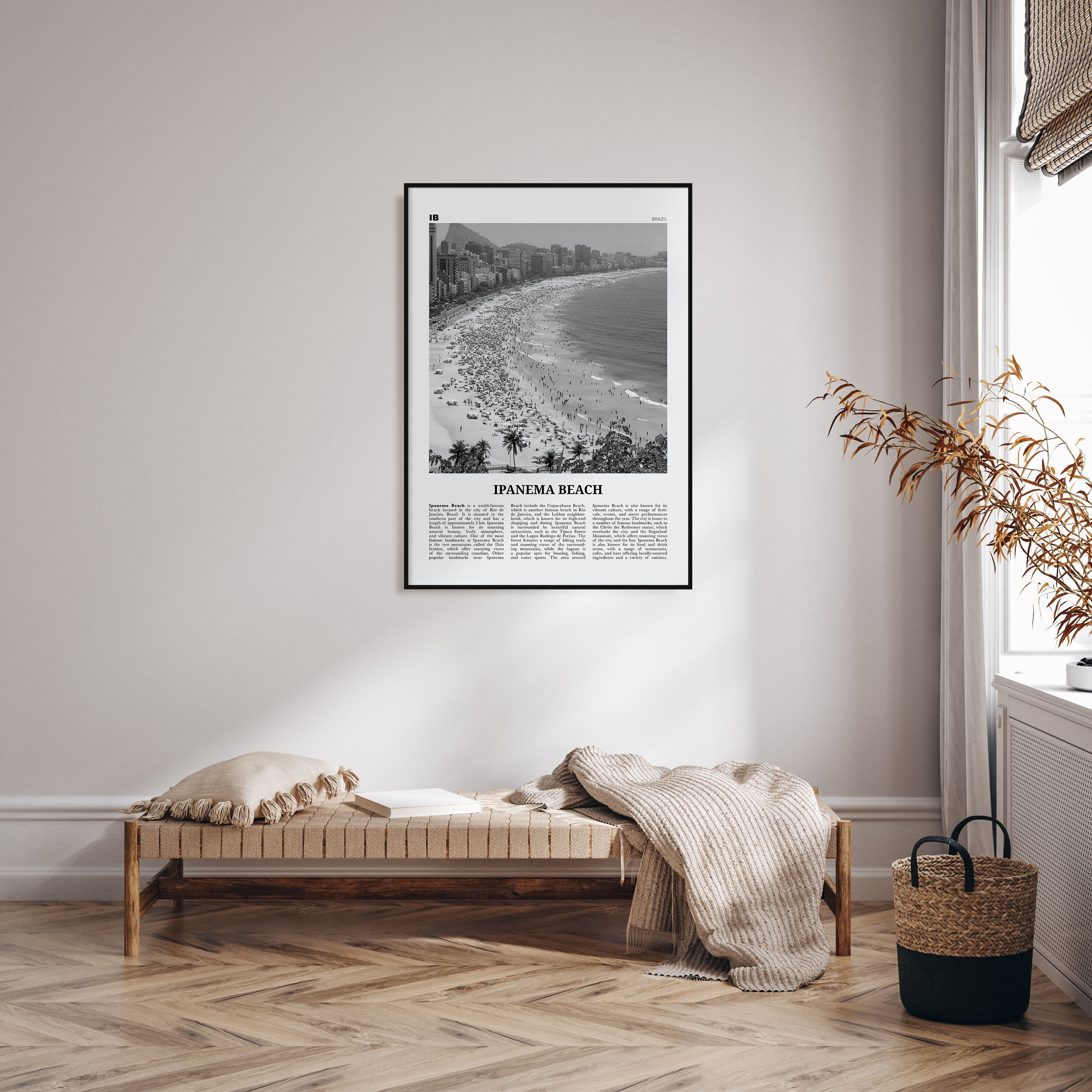 Ipanema Beach Travel B&W Poster