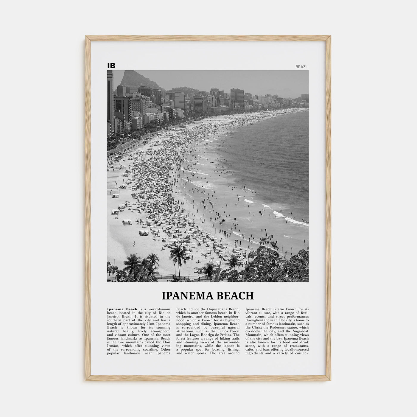 Ipanema Beach Travel B&W Poster