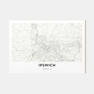 Ipswich Map Landscape Poster
