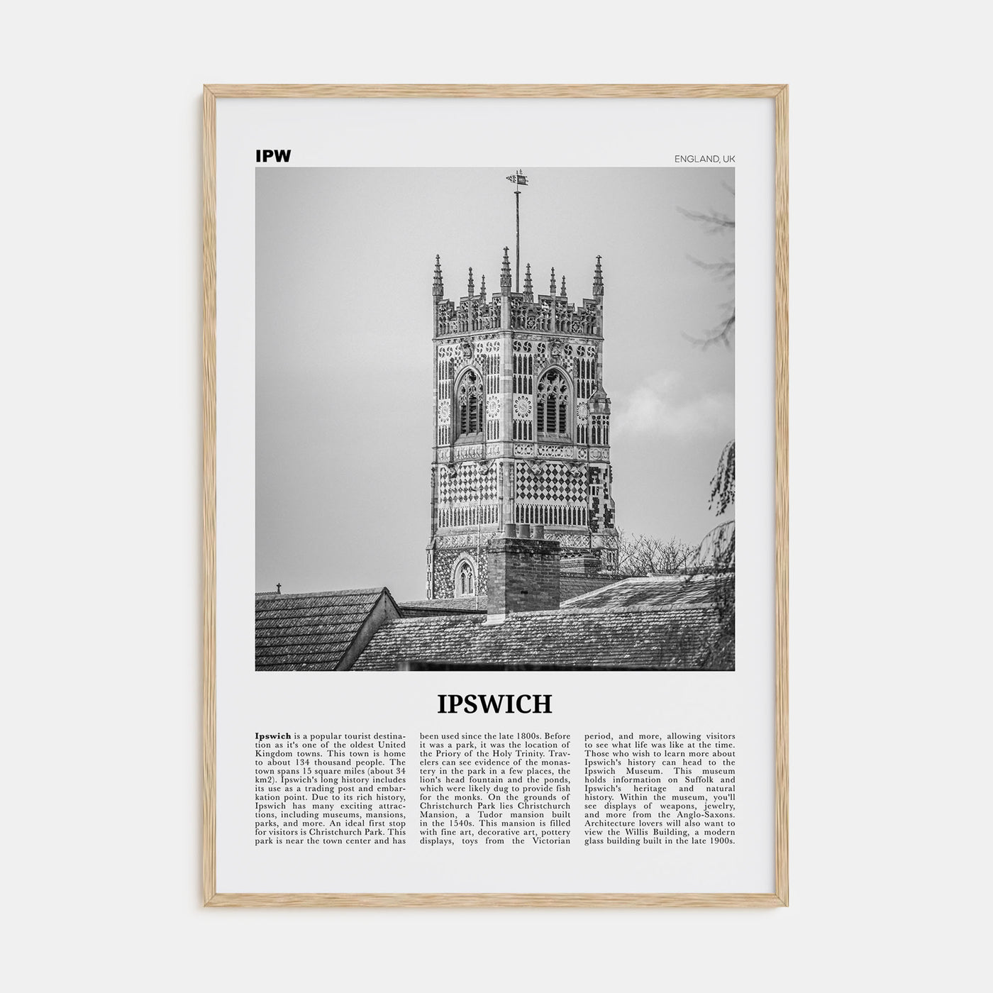 Ipswich Travel B&W Poster