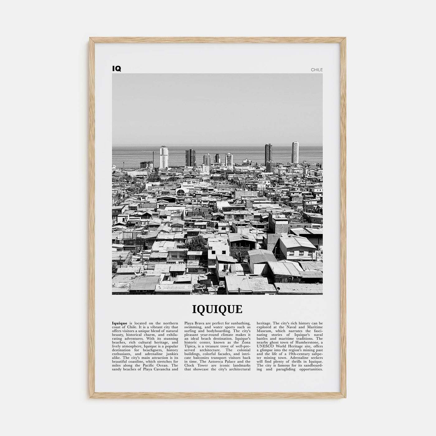 Iquique Travel B&W Poster