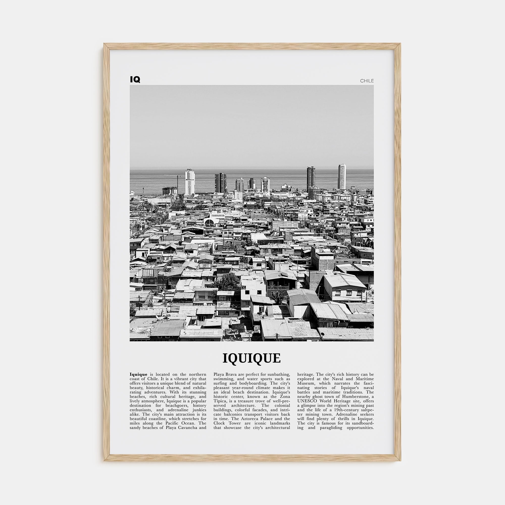 Iquique Travel B&W Poster