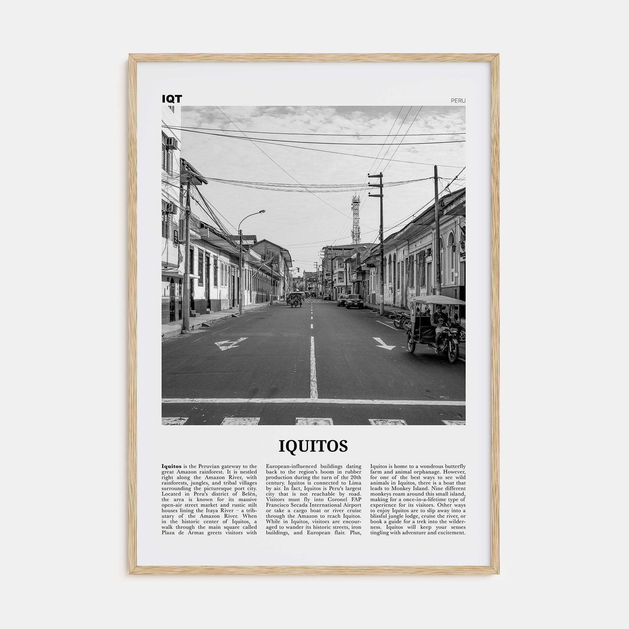 Iquitos Travel B&W Poster