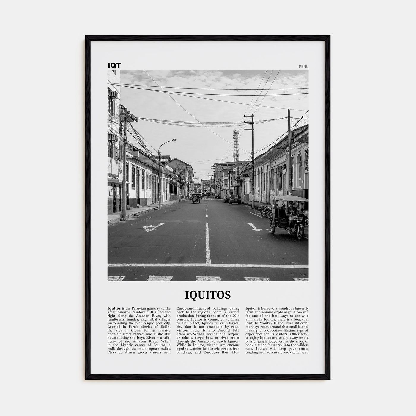 Iquitos Travel B&W Poster