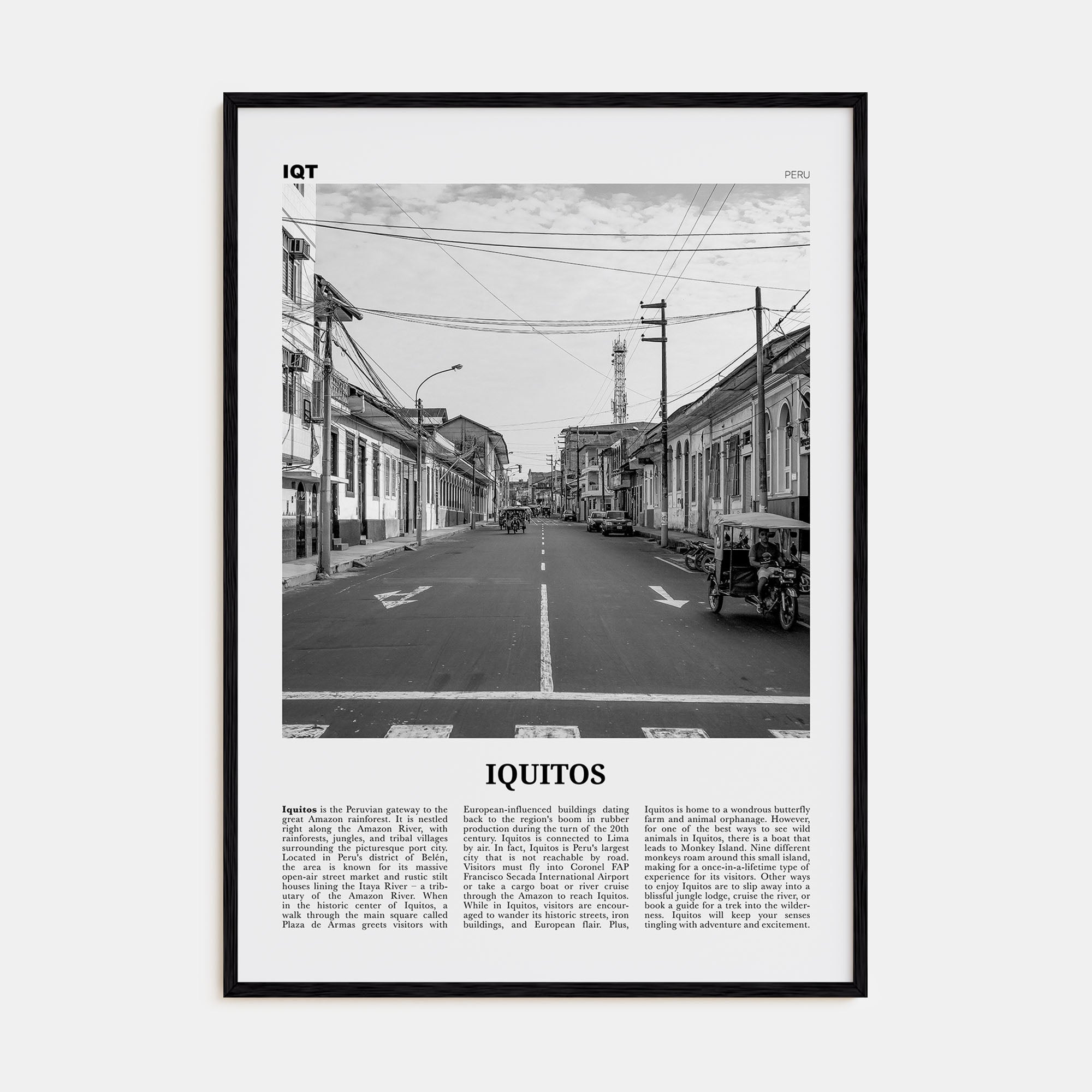 Iquitos Travel B&W Poster