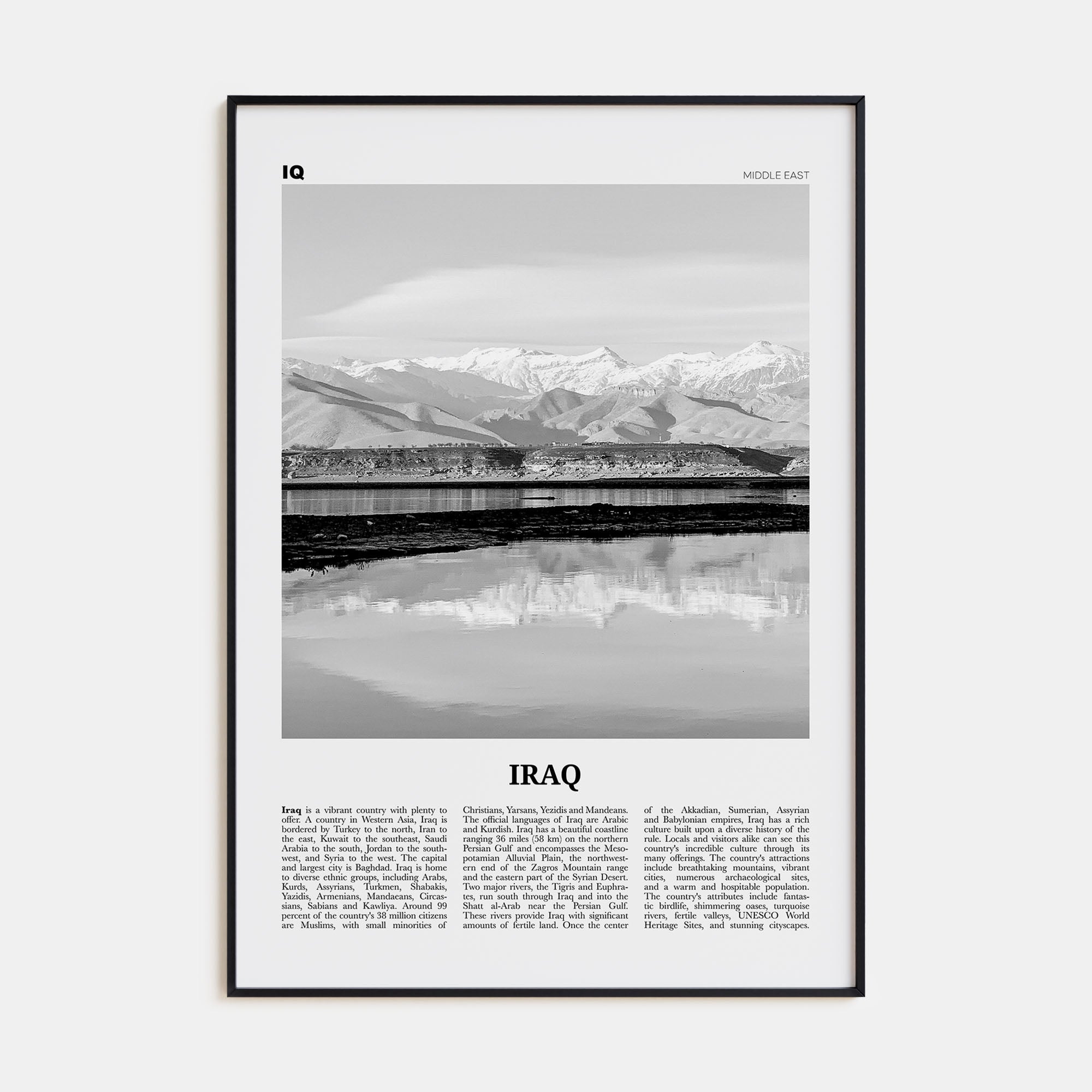 Iraq Travel B&W Poster