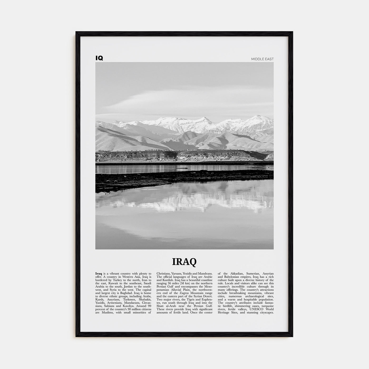 Iraq Travel B&W Poster