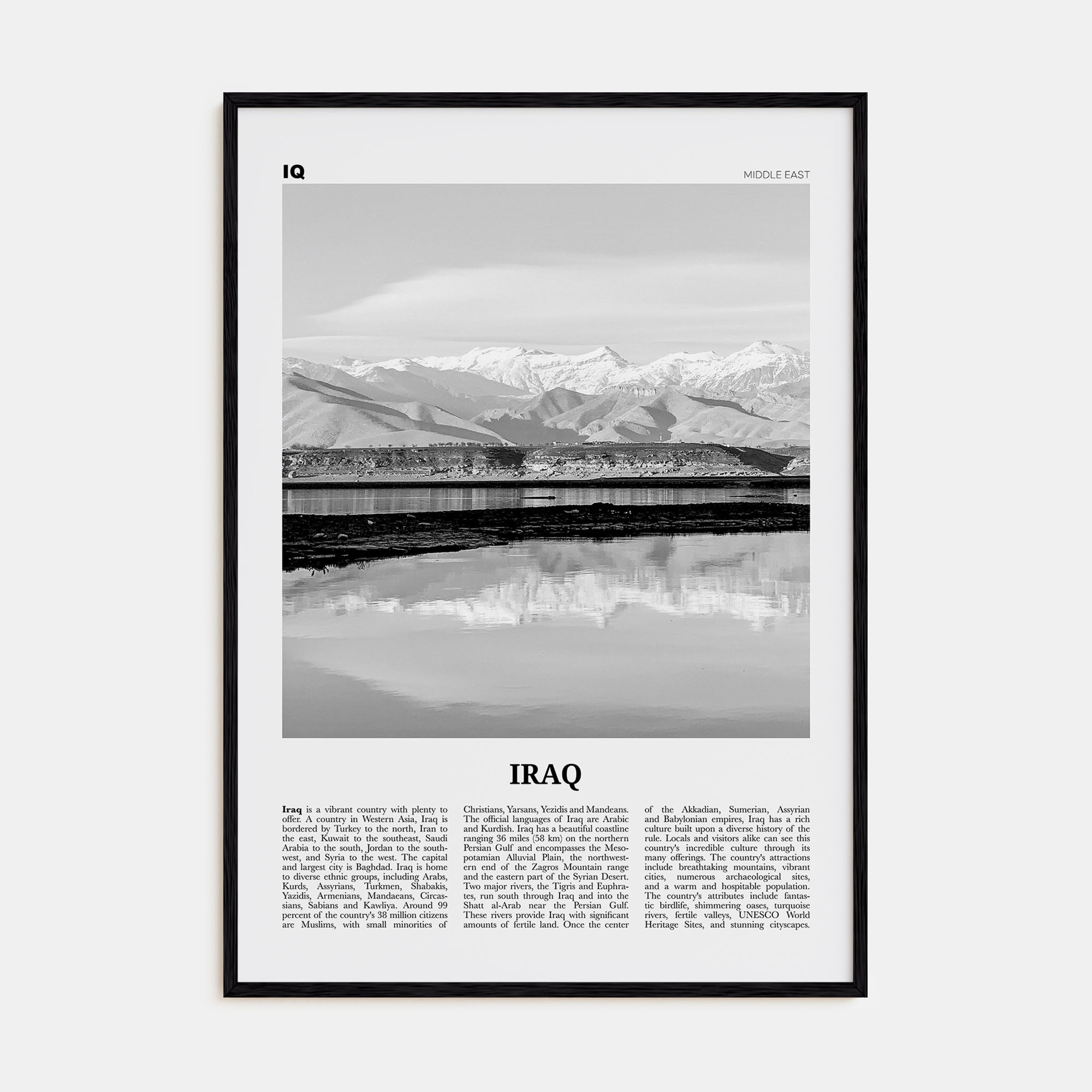 Iraq Travel B&W Poster