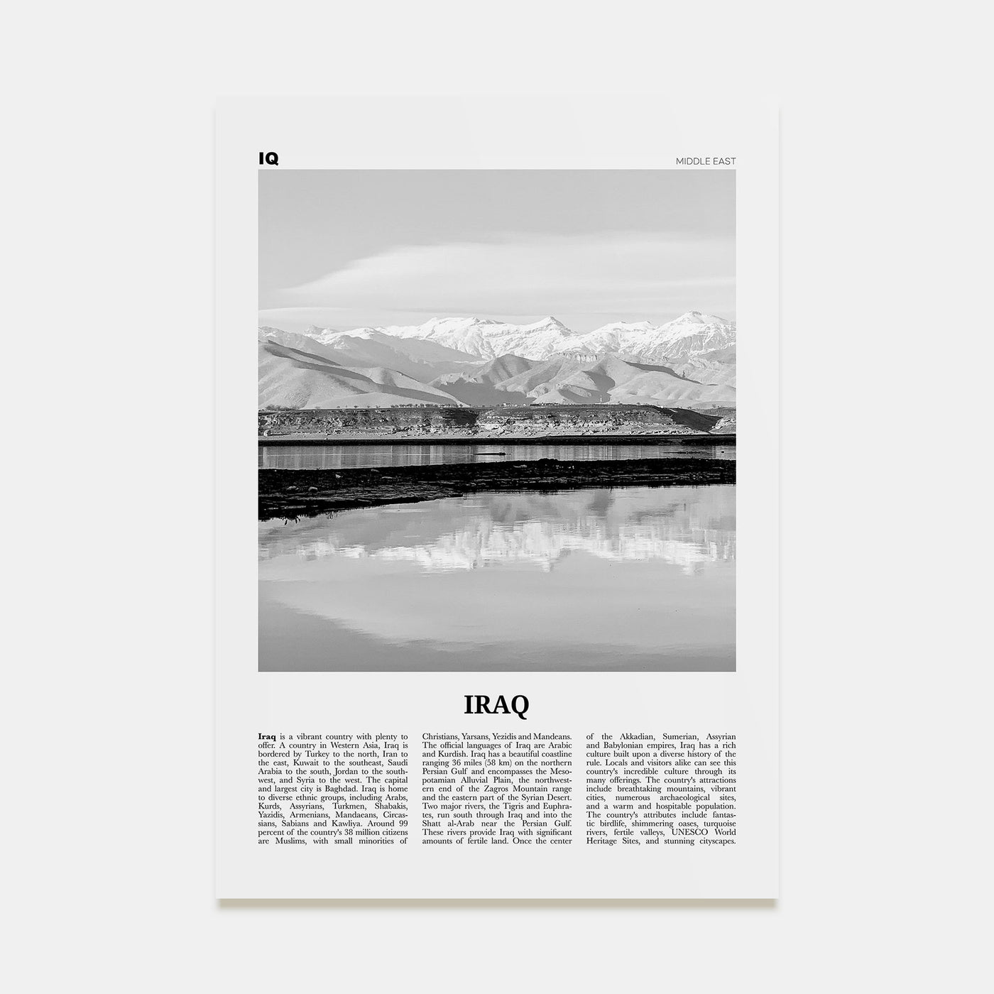 Iraq Travel B&W Poster