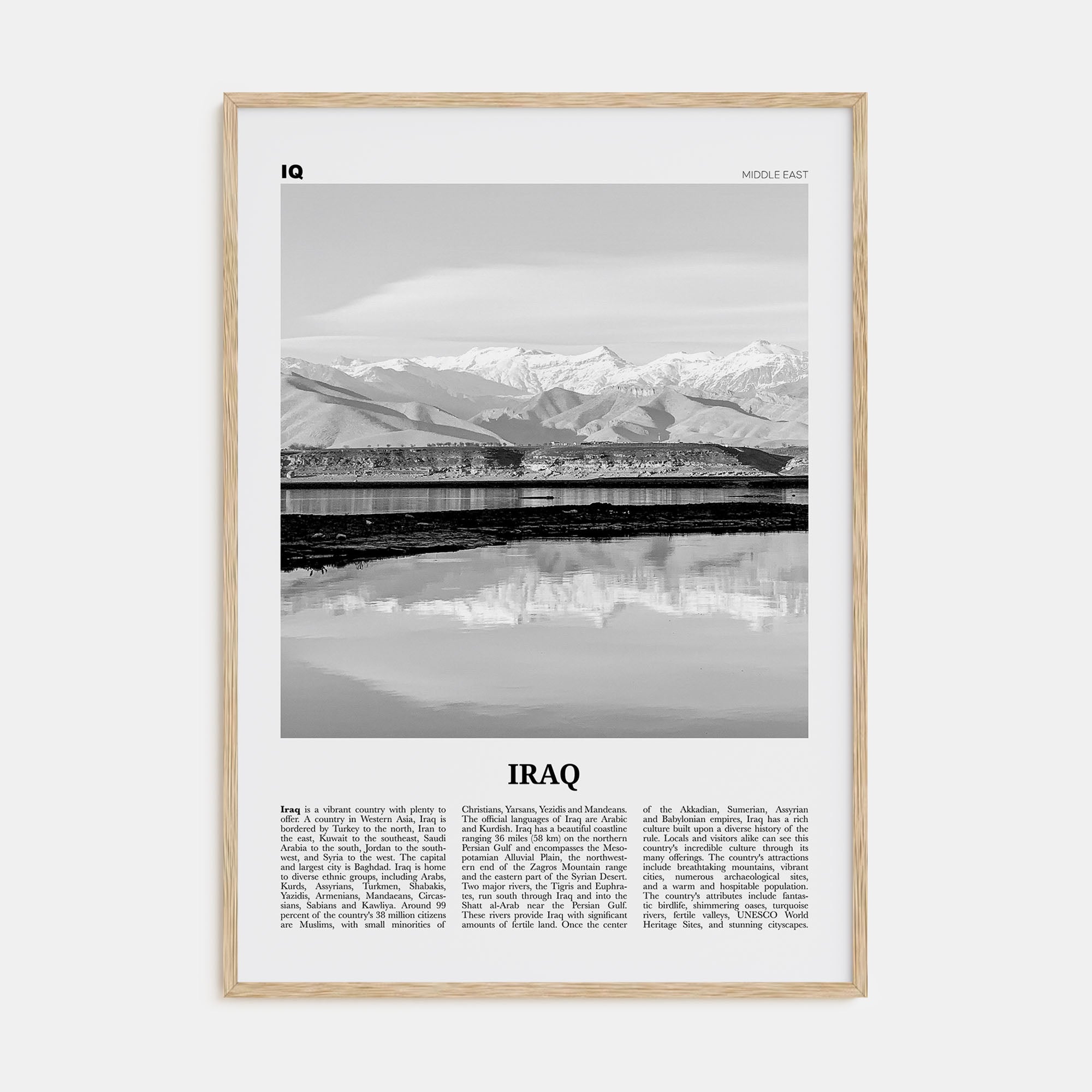 Iraq Travel B&W Poster