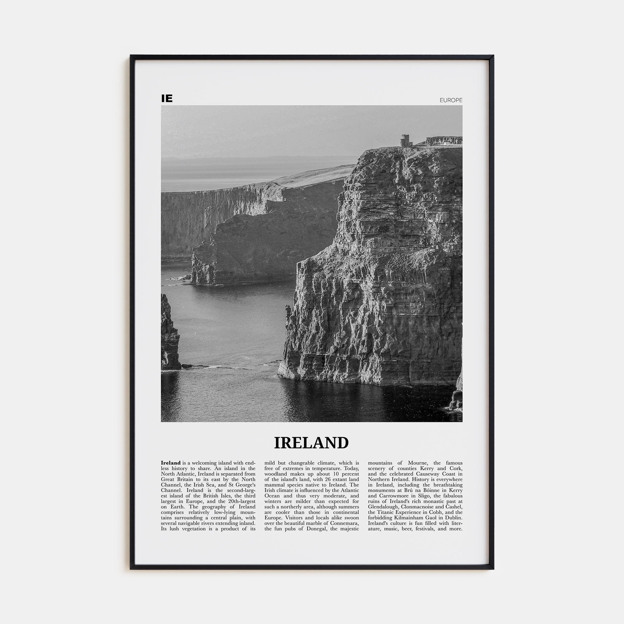 Ireland Travel B&W No 1 Poster