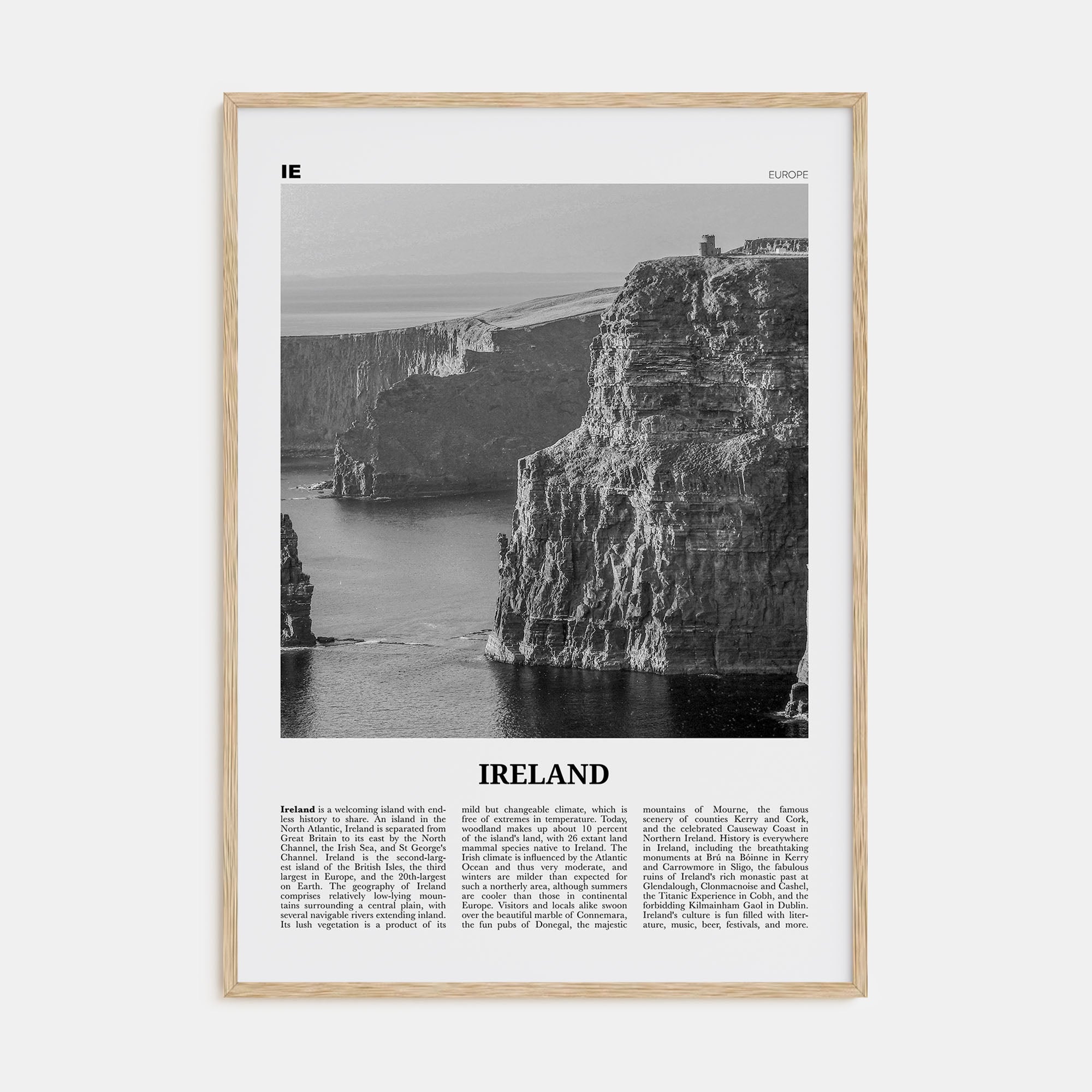 Ireland Travel B&W No 1 Poster