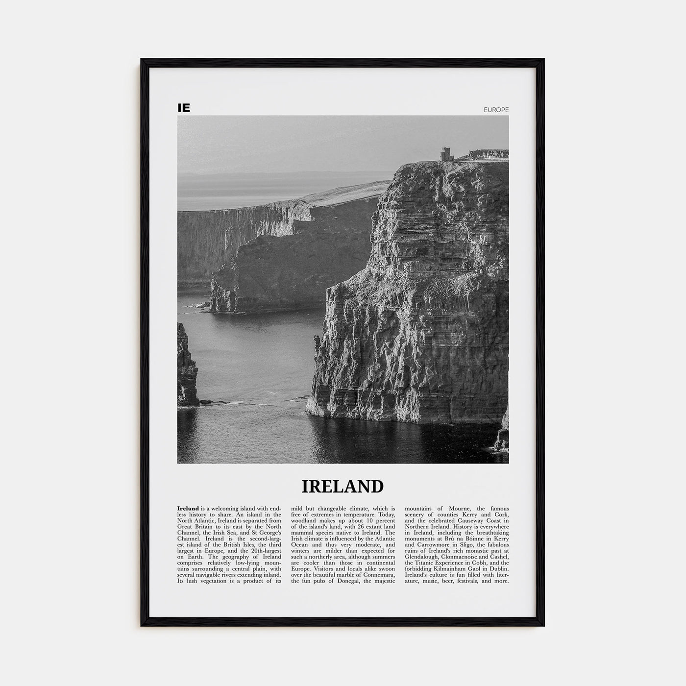 Ireland Travel B&W No 1 Poster