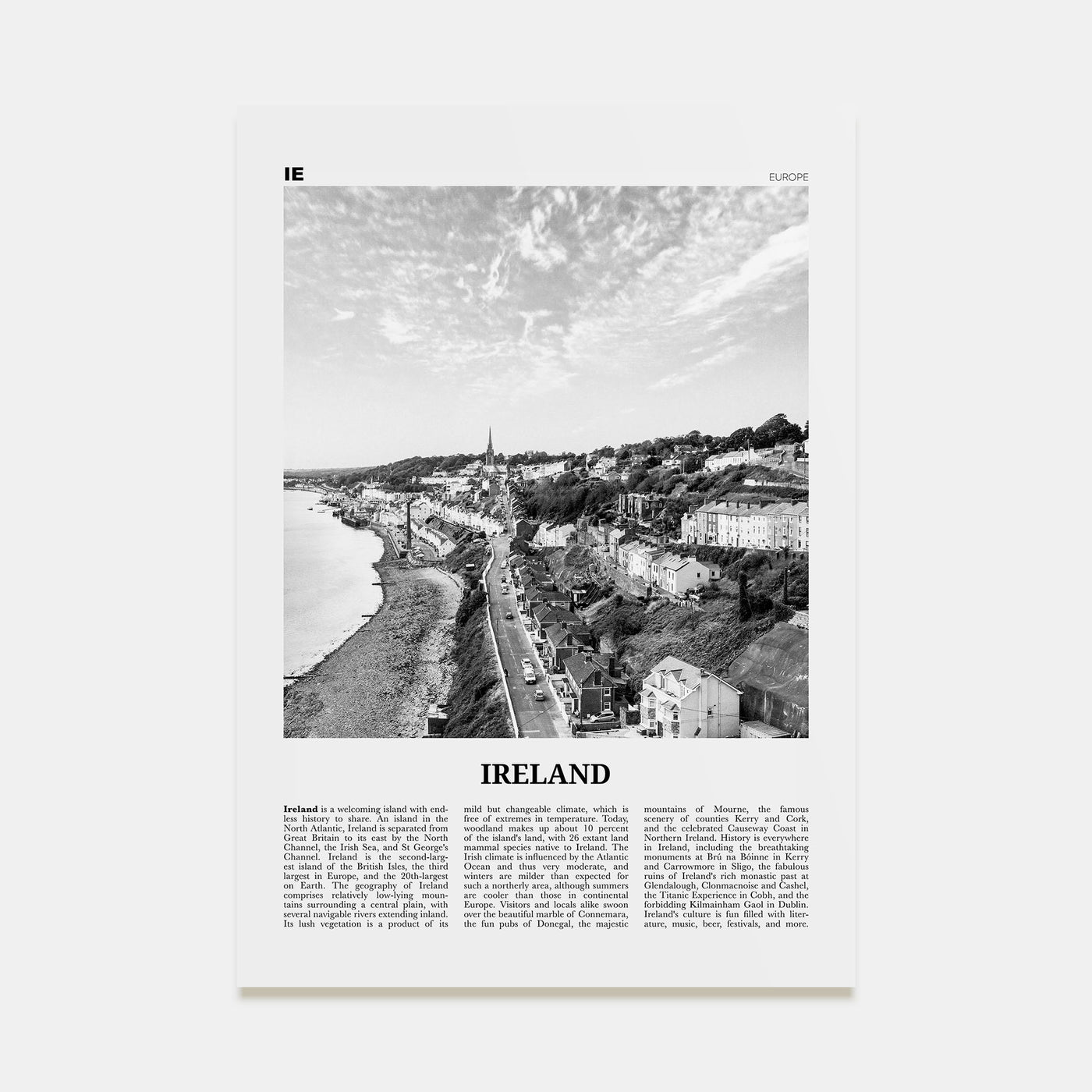 Ireland Travel B&W No 2 Poster