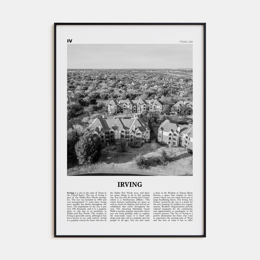 Irving Travel B&W Poster