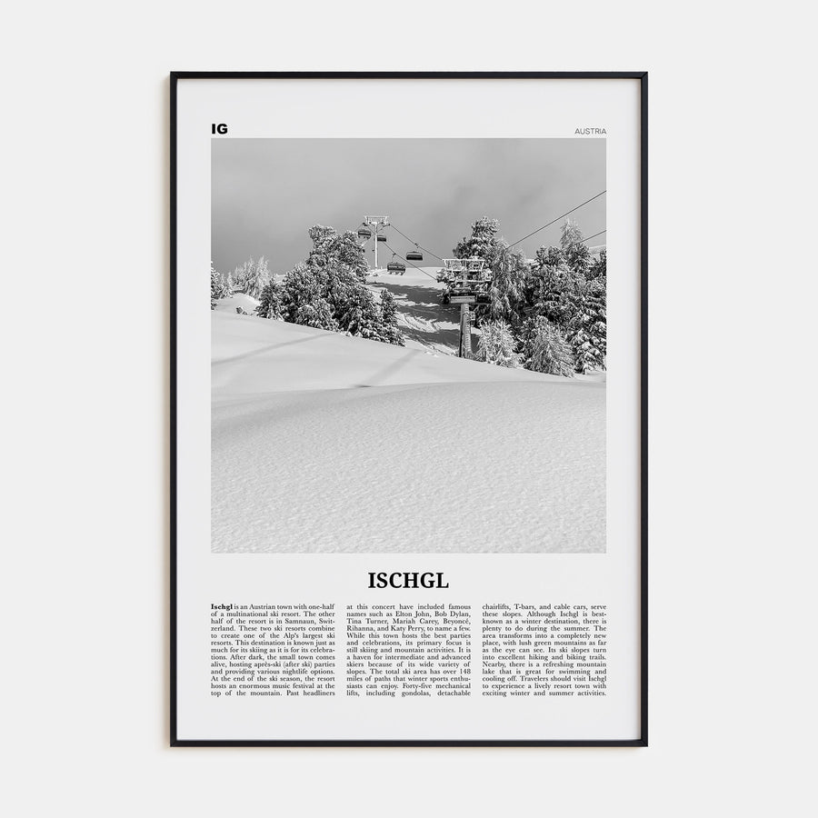 Ischgl Travel B&W Poster