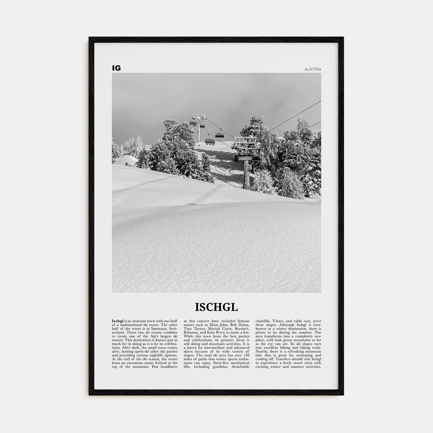 Ischgl Travel B&W Poster