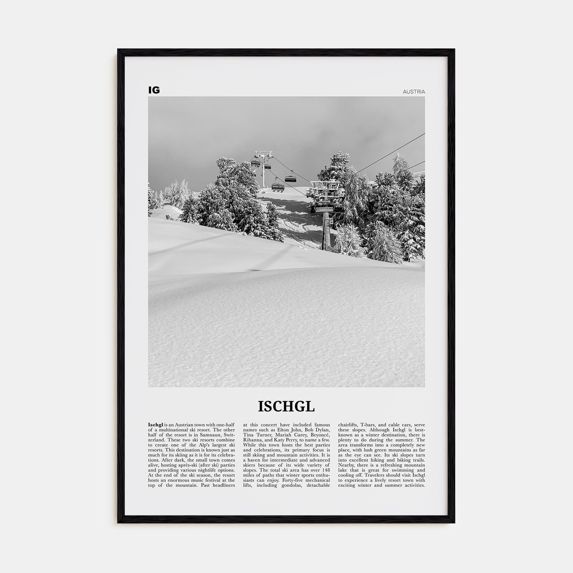 Ischgl Travel B&W Poster