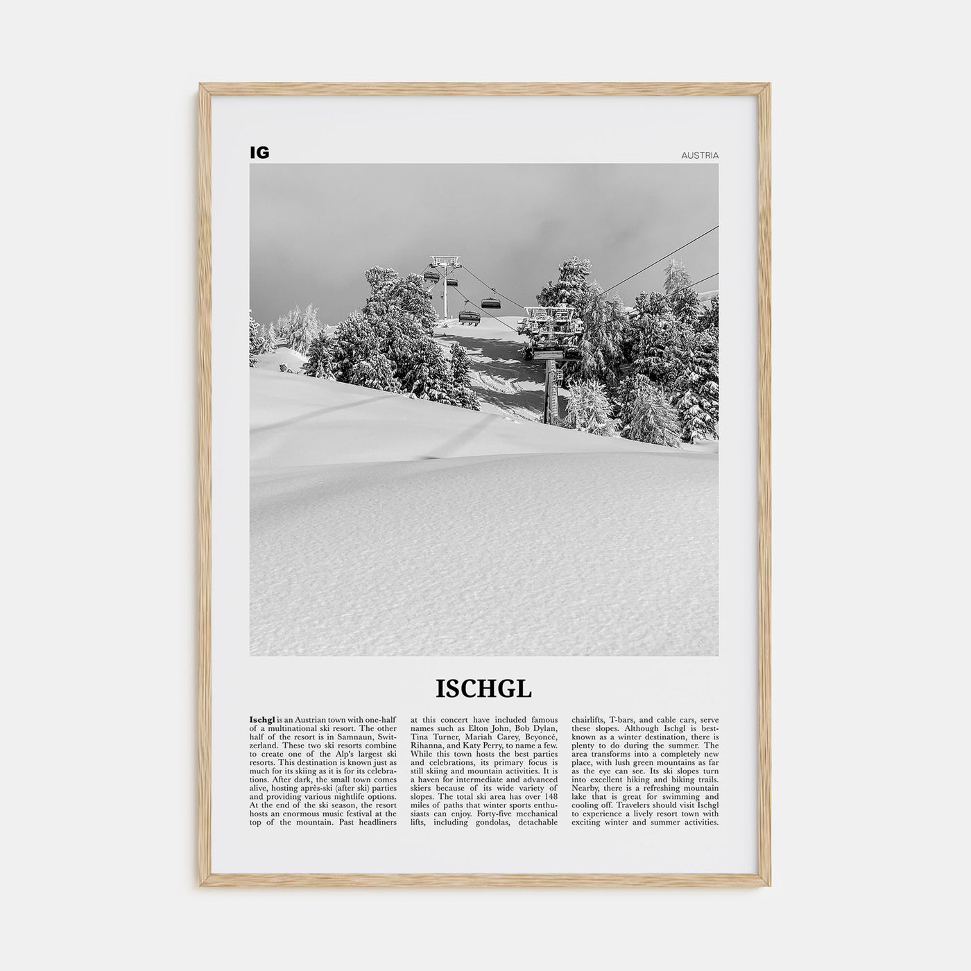 Ischgl Travel B&W Poster