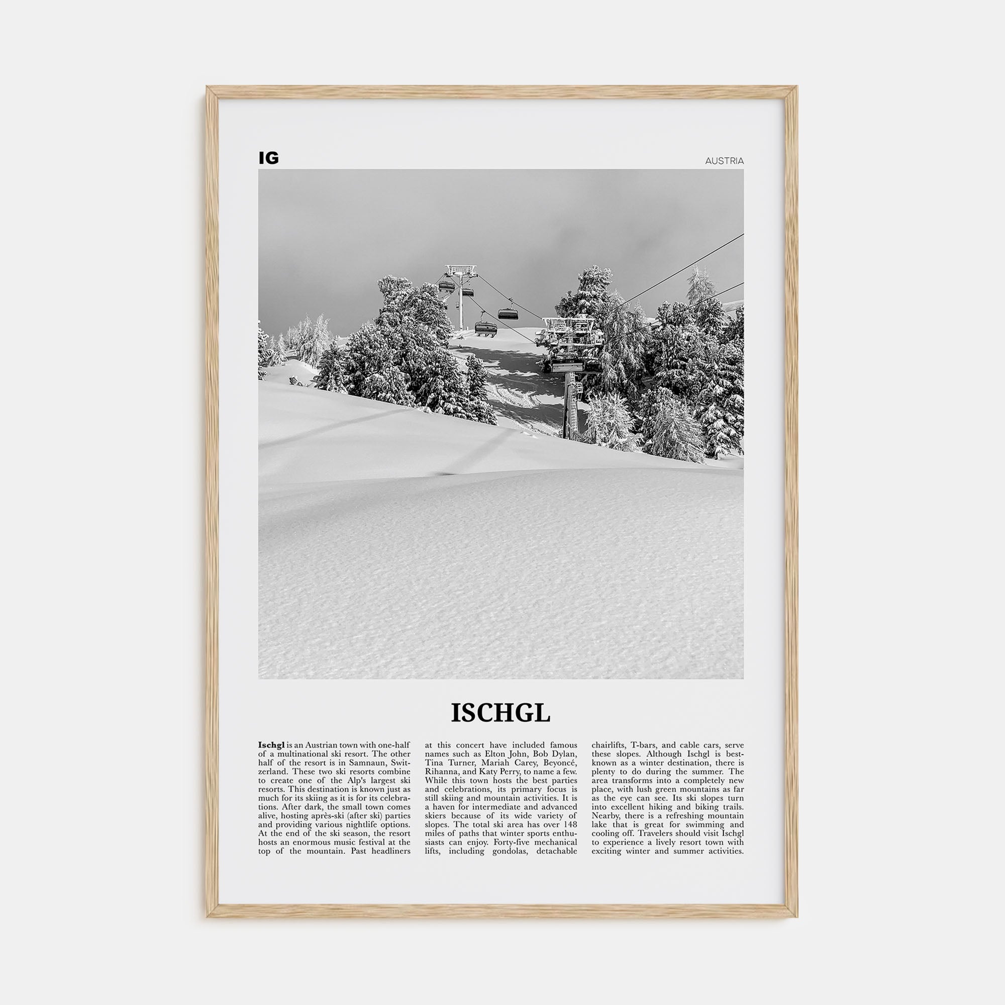 Ischgl Travel B&W Poster