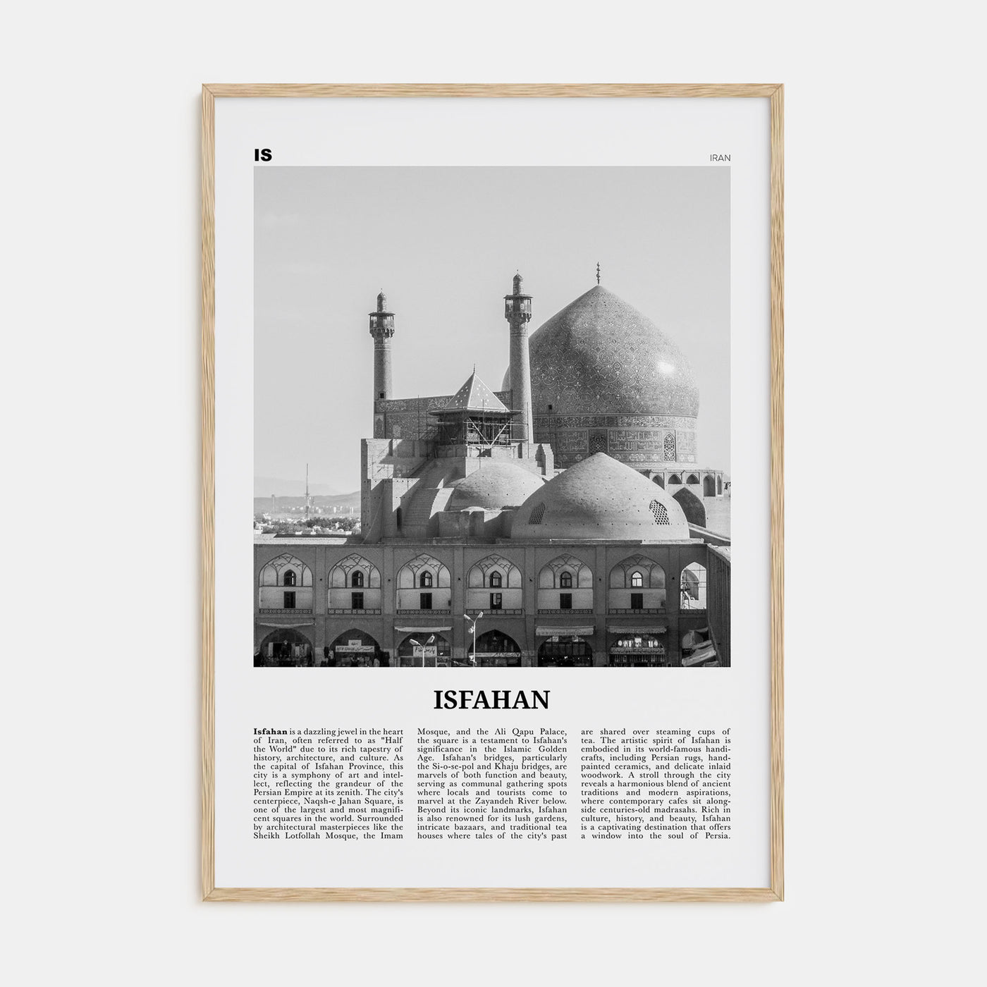 Isfahan Travel B&W Poster