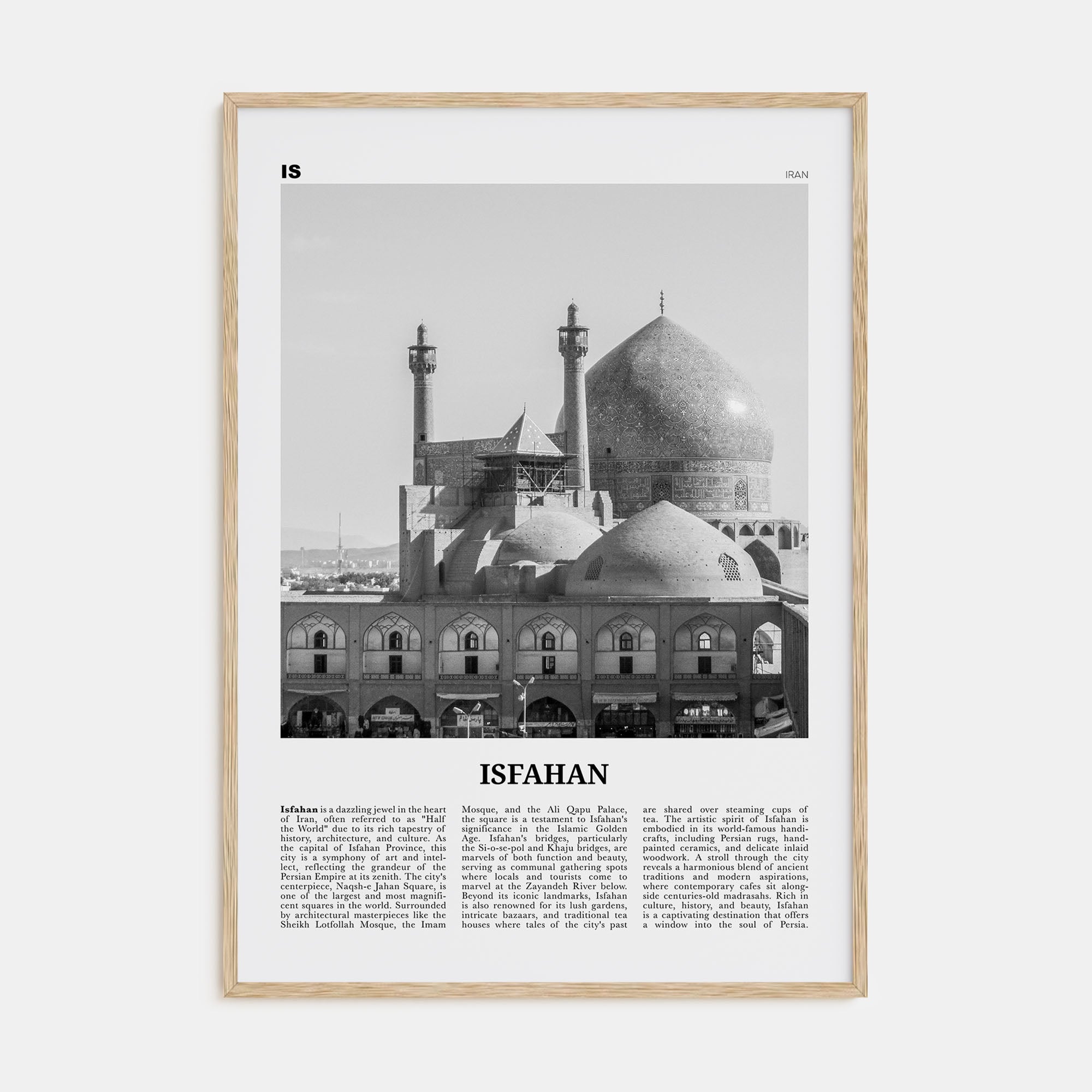 Isfahan Travel B&W Poster